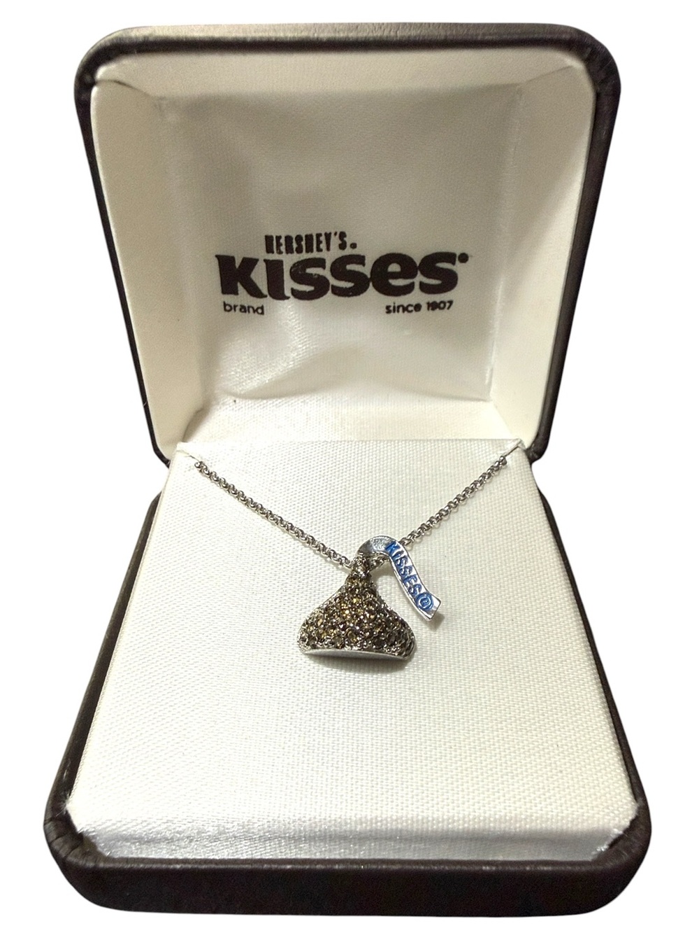 Hershey’s Kisses Swarovski Crystal Brown Necklace 16” with Box